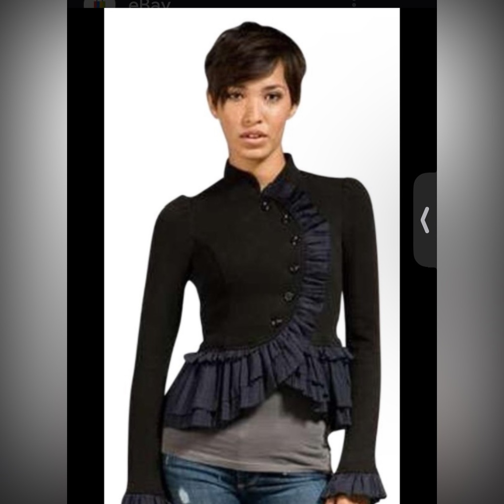 Free People Black Ruffled Women's Jacket